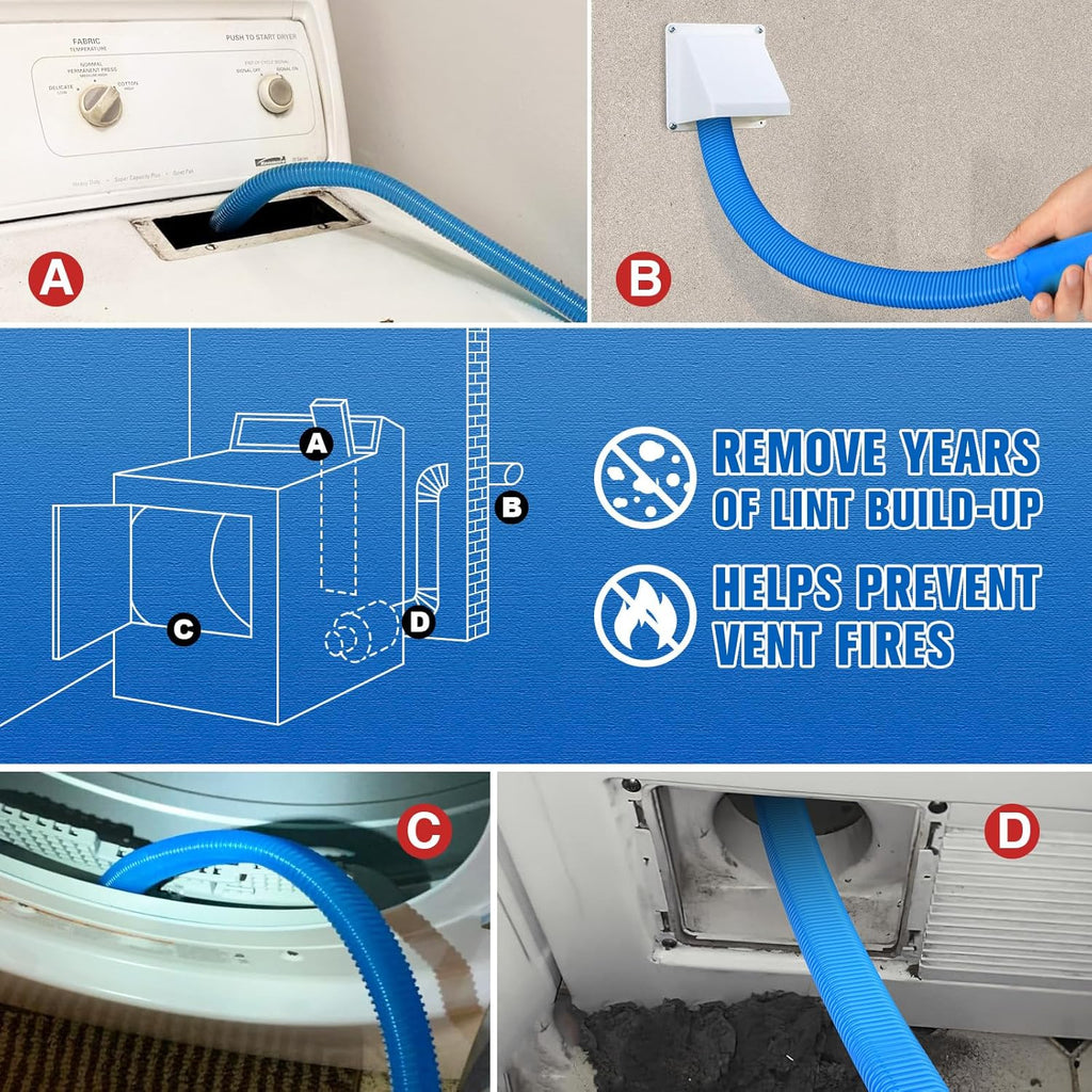 Sealegend Dryer Vent Cleaner Kit - Vacuum Hose Attachment for Quick Lint Removal | Universal Fit