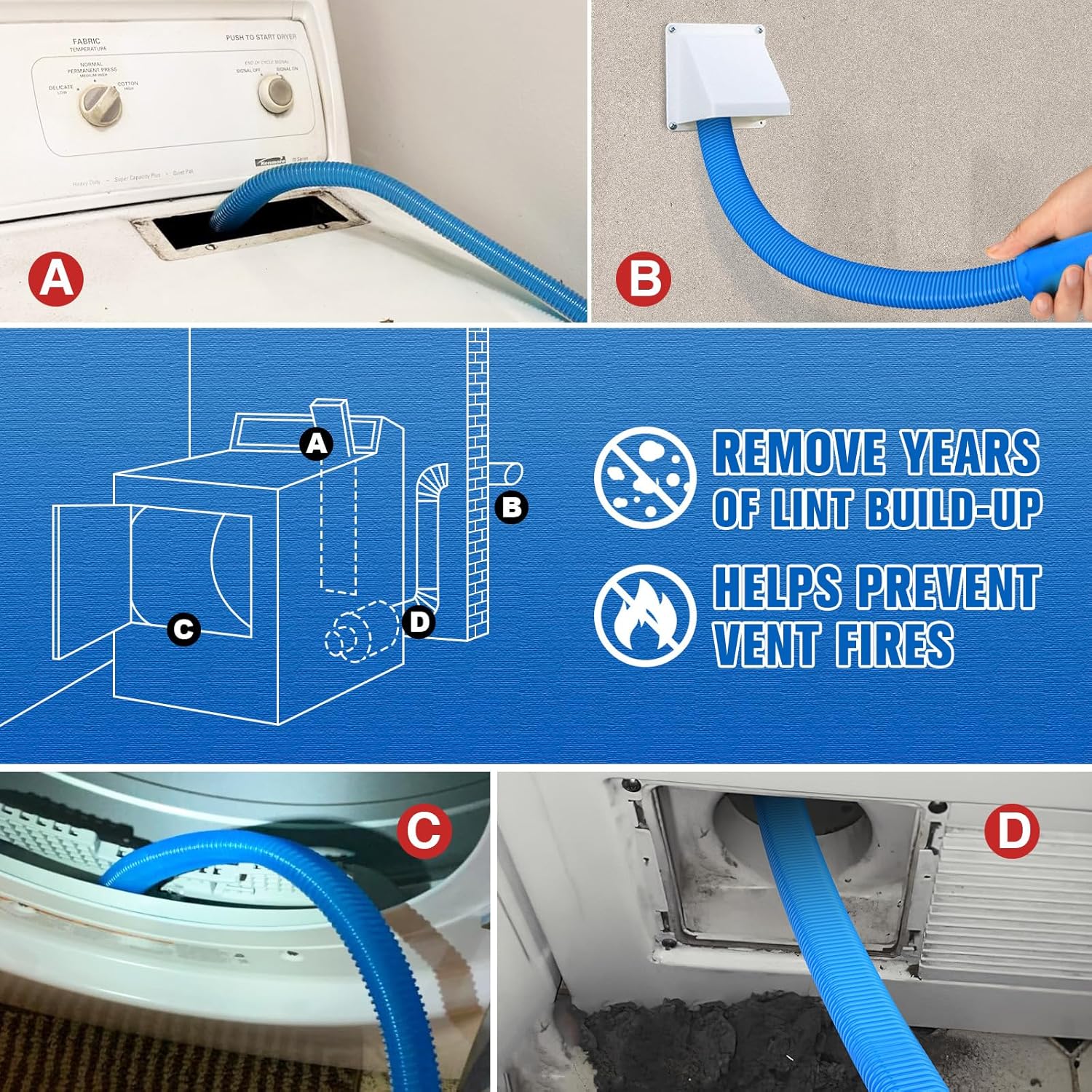 Sealegend Dryer Vent Cleaner Kit - Vacuum Hose Attachment for Quick Lint Removal | Universal Fit
