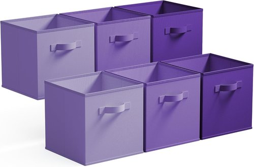 Granny Says Cube Storage Bins - 13 Inch Fabric Organizers in Purple Gradient | 6-Pack for Shelves & Closets