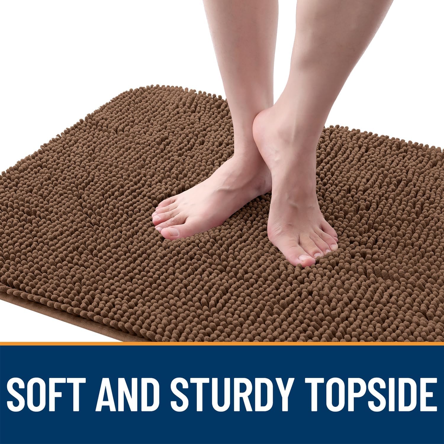 OLANLY Dog Door Mat - Absorbent Non-Slip Chenille Mat for Muddy Paws | 70x32 Mocha, Quick Dry Indoor Carpet