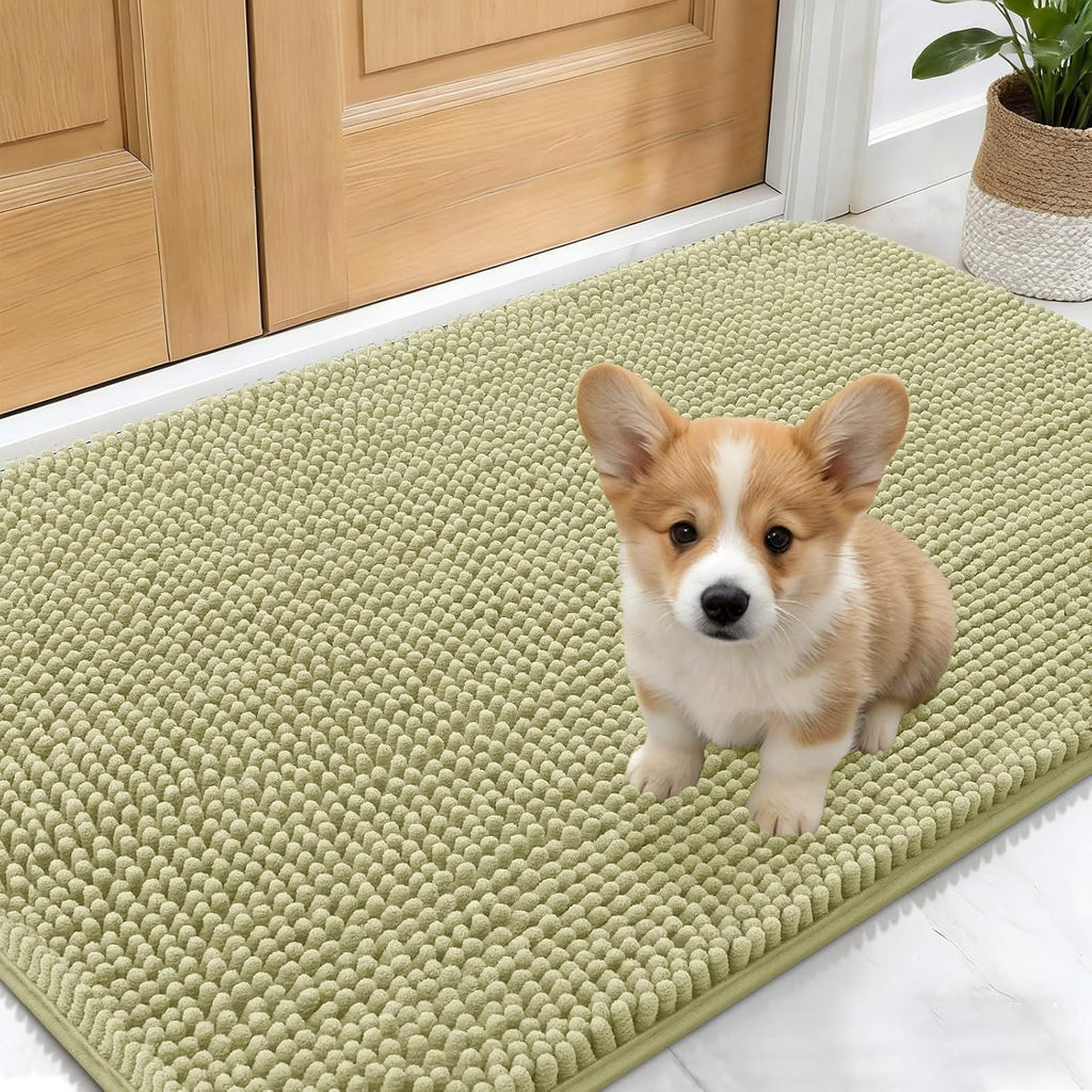 OLANLY Dog Door Mat - Absorbent Non-Slip Washable Mud Mat for Indoor Use | 30x17 Inches, Vanilla