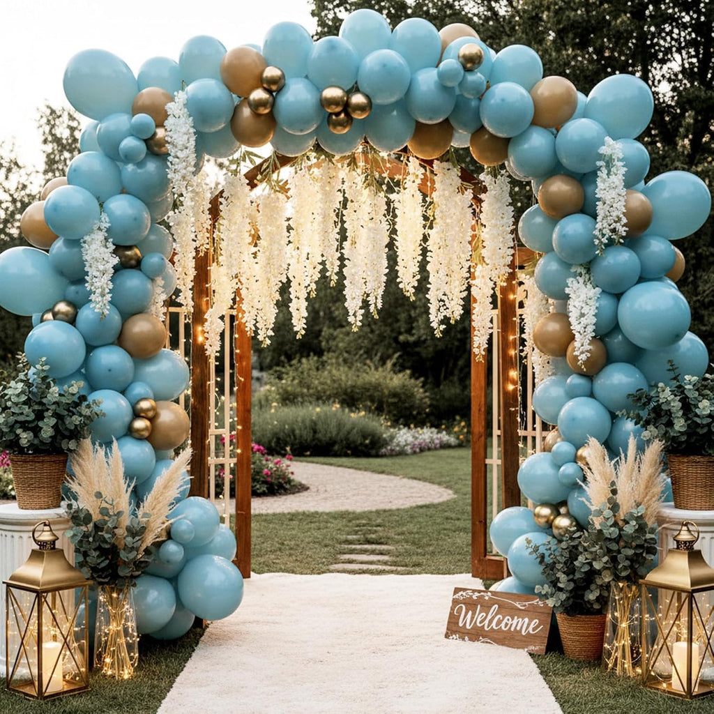 RUBFAC Dusty Blue Balloon Garland - 129pcs Latex Balloons in Various Sizes for Parties & Celebrations