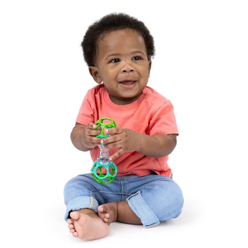 Bright Starts Oball Shaker Rattle Toy - Engaging Sensory Play for Newborns and Up
