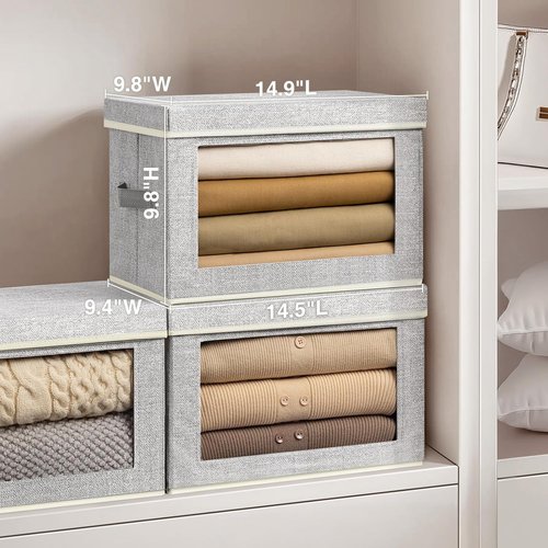Homsorout Storage Baskets - 4 Pack Large Fabric Organizer Bins with Lids for Closet & Living Room