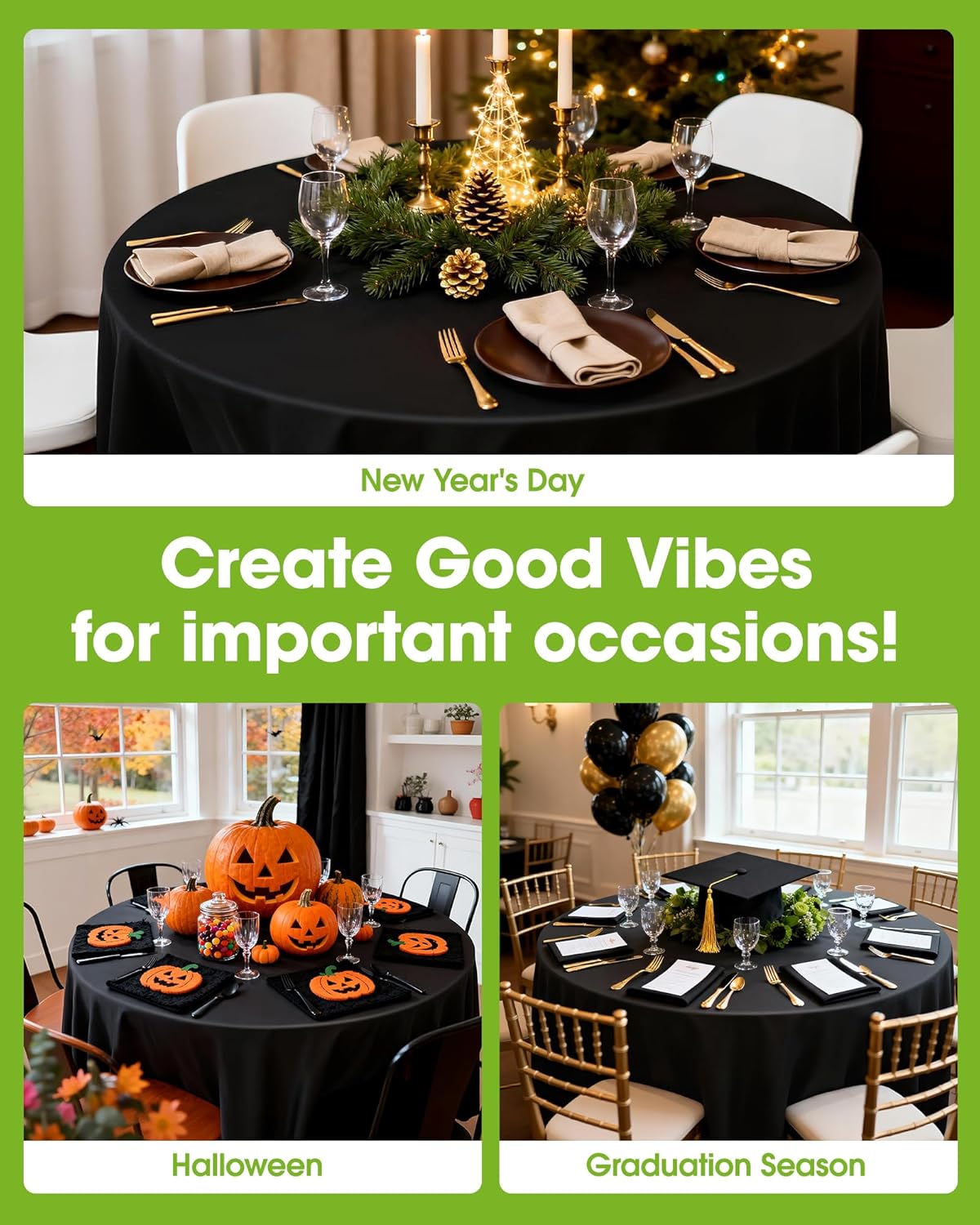 Pureegg Disposable Plastic Table Cloths - 84'' Round, Leakproof & Sturdy | 8 Pack for Graduation Party Decor