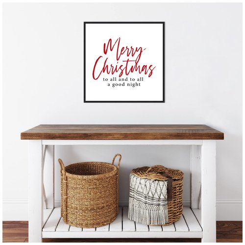 Amanti Art Framed Canvas Wall Art 22x22 Merry Christmas to All Script by Amanti Art Portfolio, Framed Wall Art Canvas, Holidays Artwork, Modern Decor, Medium Painting for Living Room, Bedroom