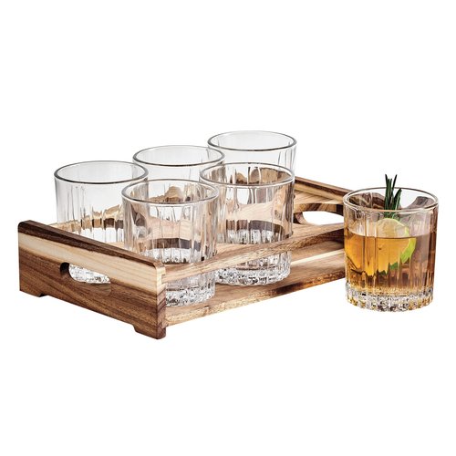 Mikasa Glenwood Double Old Fashioned Whiskey Bar Caddy Set, 7 Piece