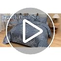 DJY Queen Botanical Quilt Set - 3-Piece Grey Microfiber Coverlet Bedspread