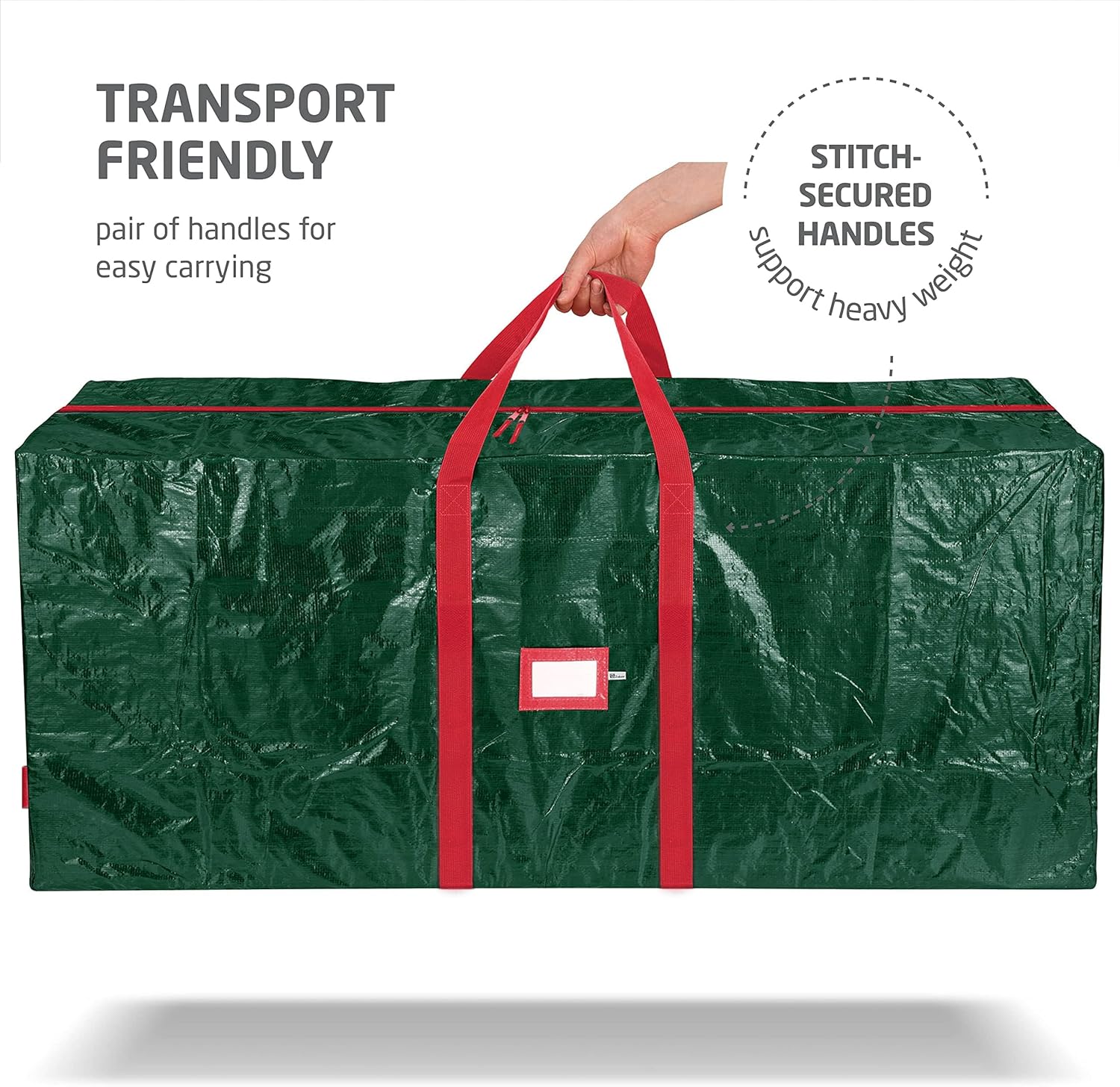 Zober Christmas Tree Storage Bag - Waterproof & Durable for 9 Ft Artificial Trees - Green with Label Slot