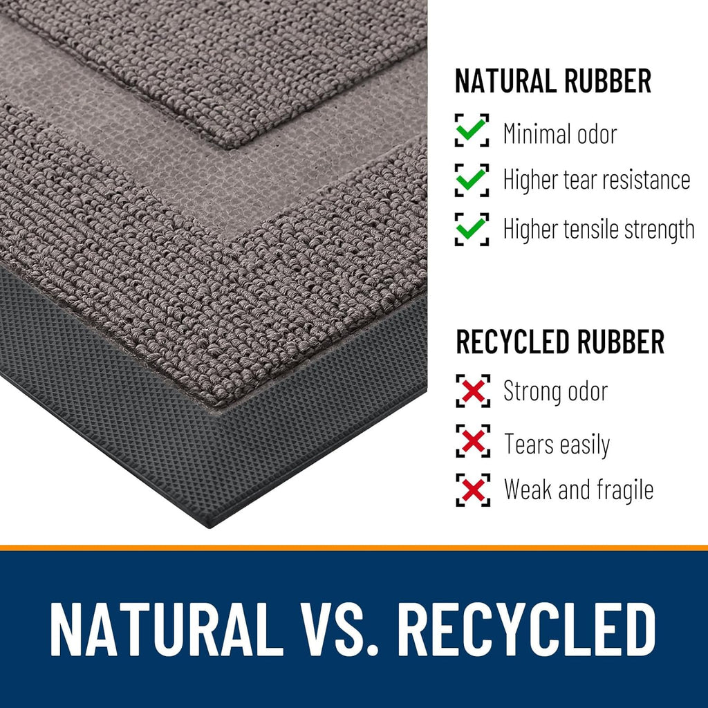 OLANLY Waterproof Front Door Mat - All-Season Natural Rubber Doormat | Easy Clean, Low Profile, 29.5x17, Taupe