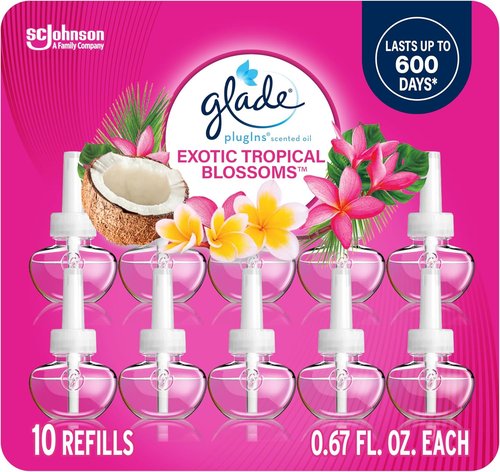 Glade PlugIns Refills Air Freshener - Exotic Tropical Blossoms Scent | 10 Count, 6.7 Fl Oz