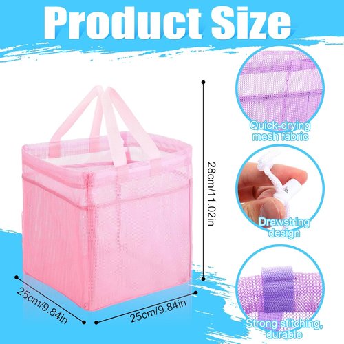 Kinlop Mesh Shower Caddy - 8 Pocket Portable Tote for Dorms, Gym, Travel | Macarons Color
