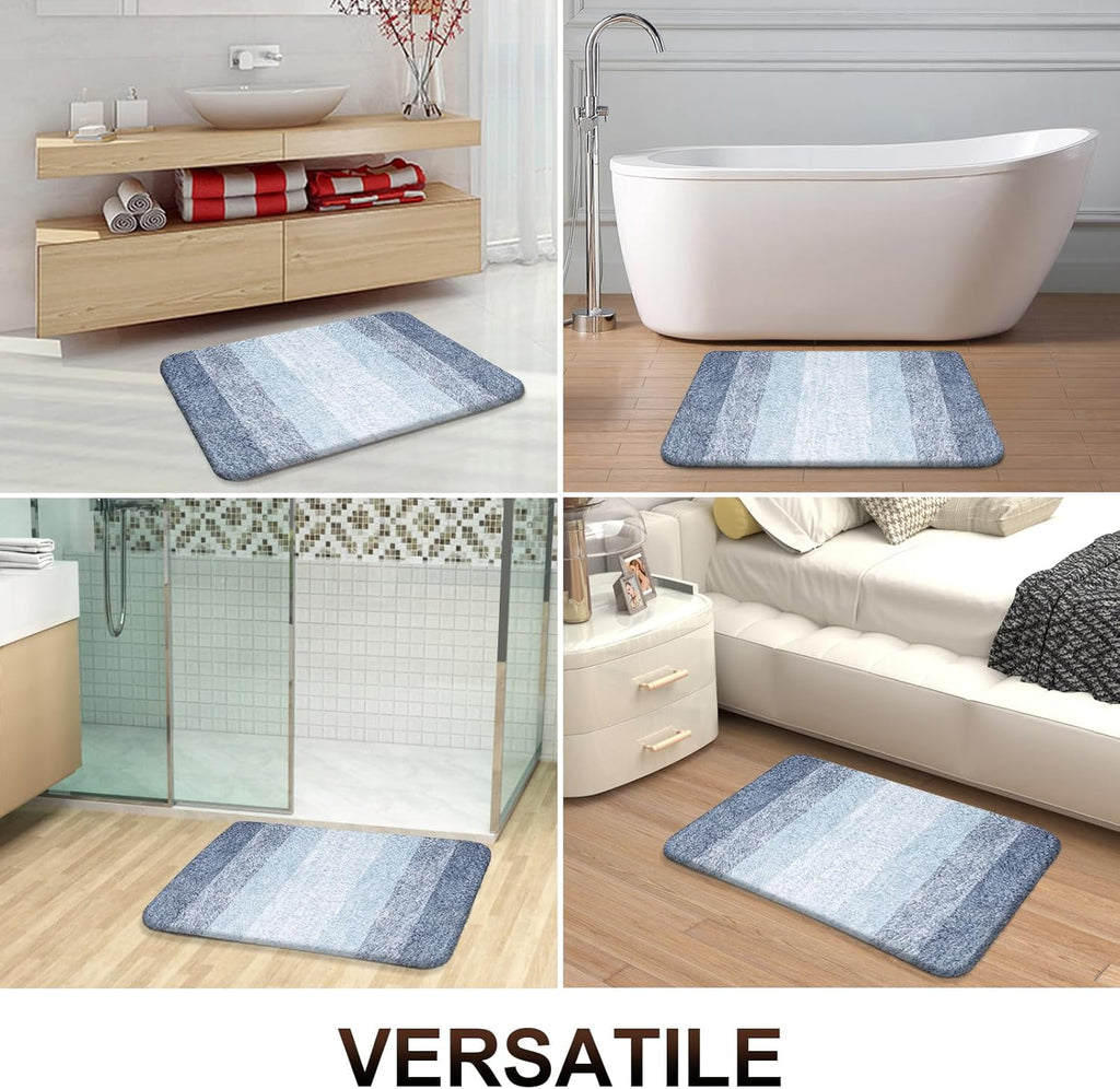 OLANLY Bathroom Runner Rugs - Extra Soft Microfiber Bath Mats | Quick Dry, Machine Washable, 47x20, Blue