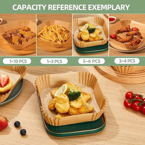 Air Fryer Paper Liners - 125PCS Non-Stick Disposable Baking Parchment | 8-Inch Square, Oil-Proof & Water-Proof