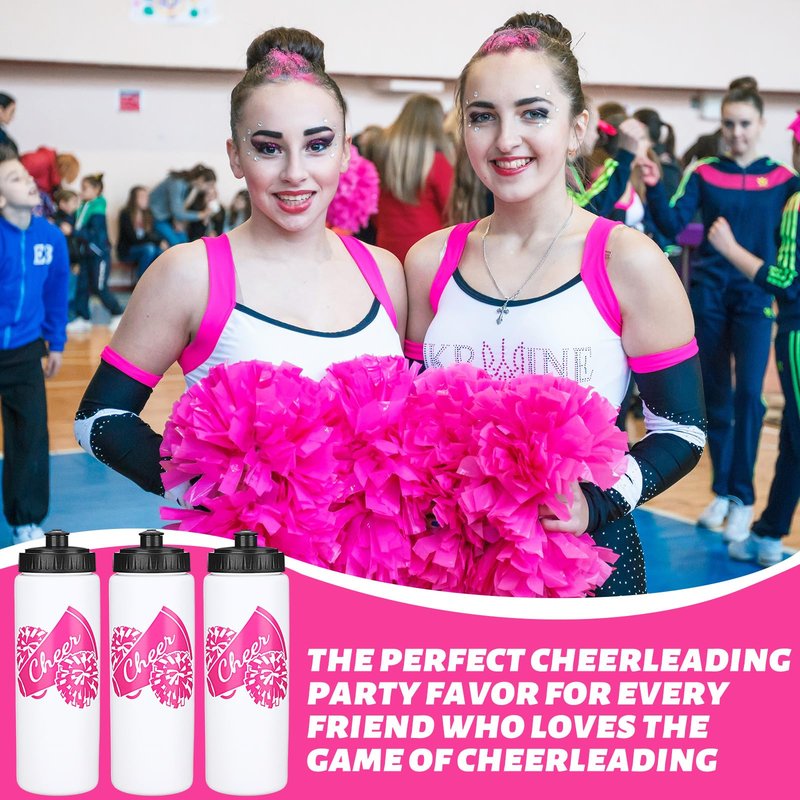 Domensi 24 Pcs Cheer Water Bottles 20 oz Plastic Reusable Cheer Squeeze Water Bottle Bulk Teams Sports Gifts for Cheerleaders Gifts