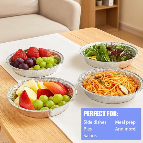 60 Pcs Round Foil Pans by [Brand Name] - Oven & Freezer Safe Aluminum Takeout Containers