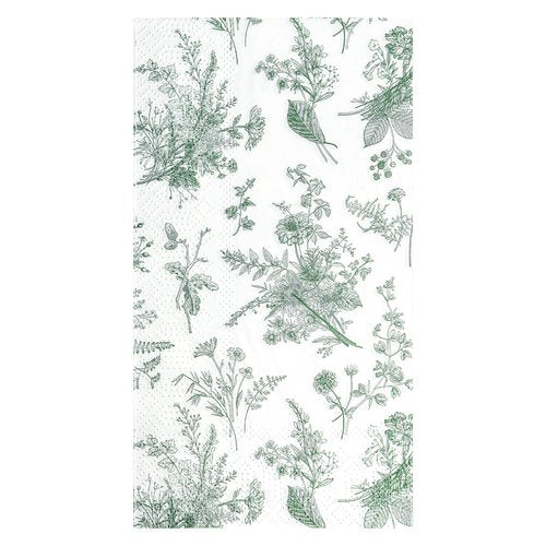 100 Floral Guest Napkins Sage Green White Toile Disposable Paper Napkins Flower Bathroom Hand Towels for Tea Party Christmas Bridal Baby Shower Party Supplies