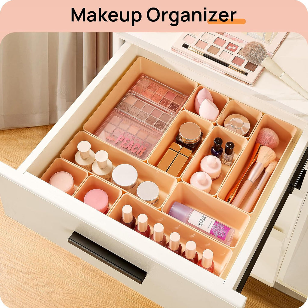 Vtopmart 25 PCS Plastic Drawer Organizers - Versatile Storage Trays for Makeup, Kitchen & Office