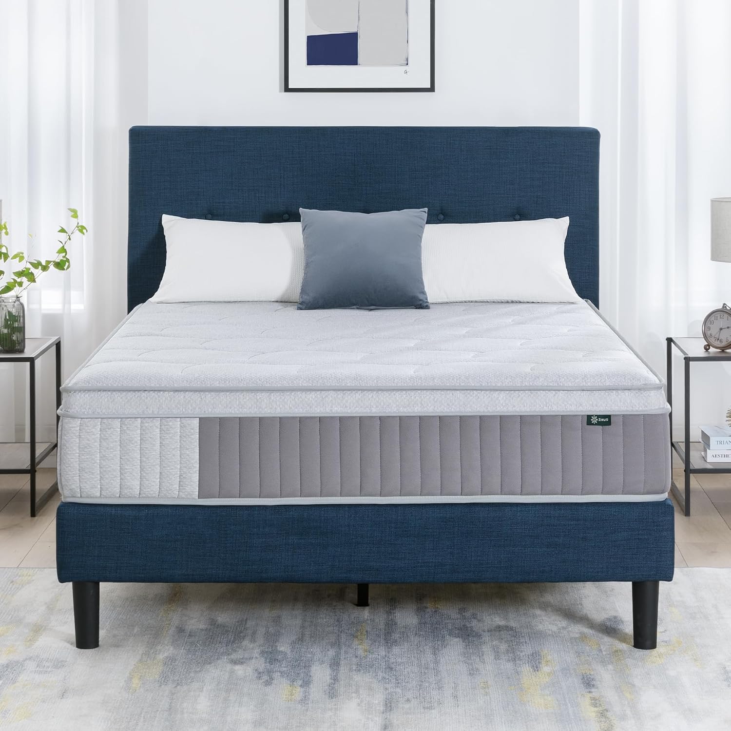 Zinus Cool Support 12 Inch Hybrid Mattress - Cooling Gel Memory Foam & Heavy Duty Coils | Queen Size