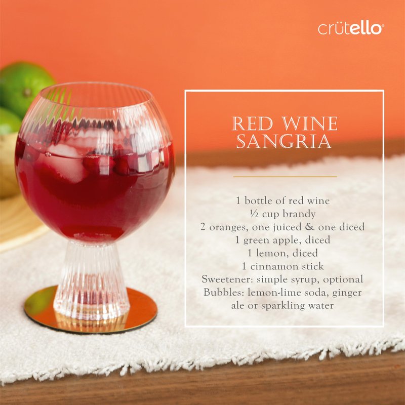 Crutello Aperol Spritz Glasses | Goblet Cocktail Glasses Set of 4-16 oz Gin and Tonic, Sangria, or Aperol Spritz Glassware, Unique Cocktail Glassware for Gifts