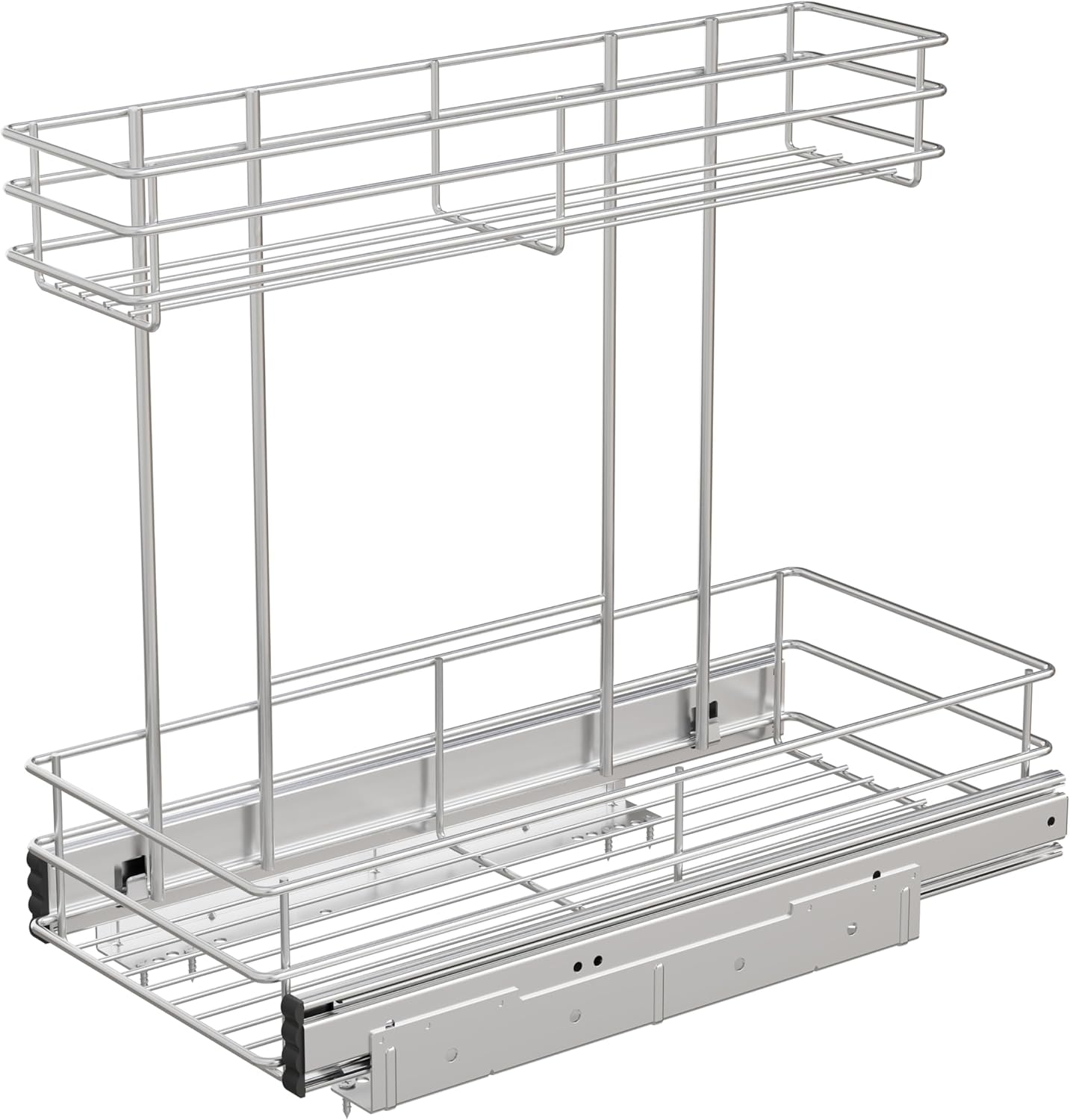 Under Sink Organizer - 2-Tier Pull-Out Cabinet Storage | Chrome Plated, 9"W x 18.5"D