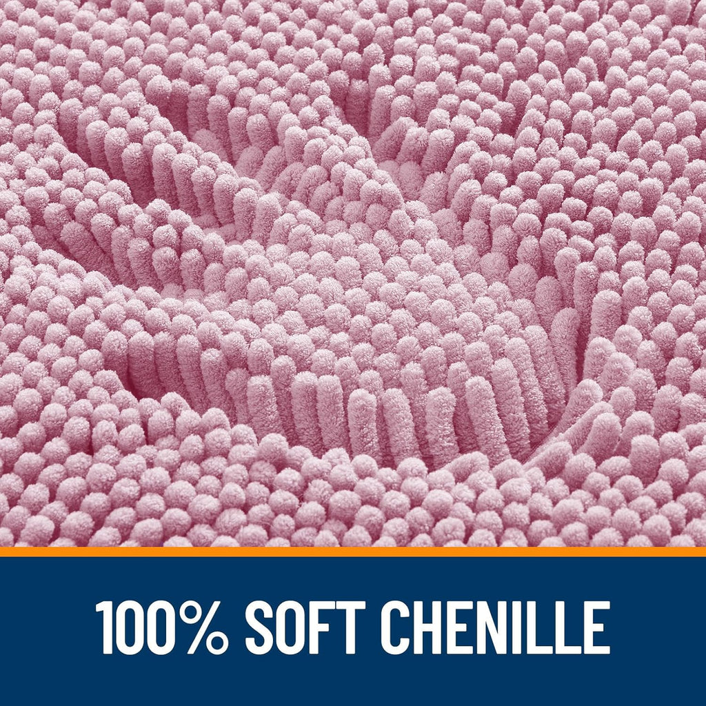 OLANLY Large Bathroom Rugs - Extra Soft Chenille Bath Mat with Rubber Backing | Quick Dry, Machine Washable, Dusty Rose 40x24
