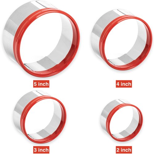 4Pcs Round Cookie Cutter Set 2", 3", 4", 5", Biscuit Cutters, Large Circle Cookie Cutters, Sandwich Cutter, Unique Design with Protective Red Top PVC