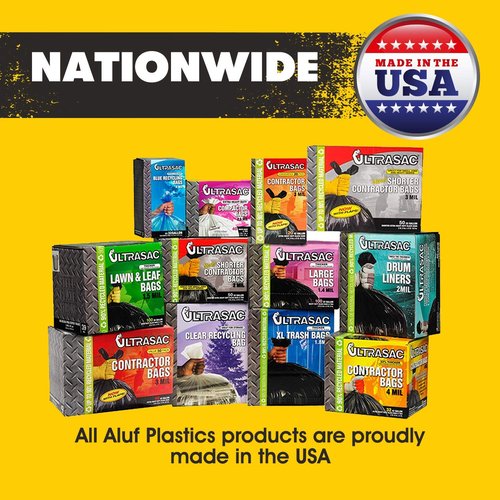 Aluf Plastics 40-45 Gallon 1.2 MIL (equivalent) Thick Clear Heavy Duty Trash Bags - 40" x 46" - Pack of 100 - For Recycling, Kitchen, Contractor, & Outdoor