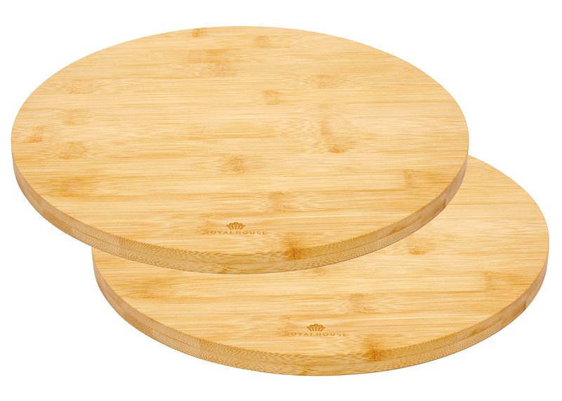 RoyalHouse Natural Bamboo Round Cutting Board for Kitchen, Chopping Boards for Meat & Vegetables, Cheese and Charcuterie Board, Serving Tray, 11.8" Round 0.6" Thick, Pack of 2