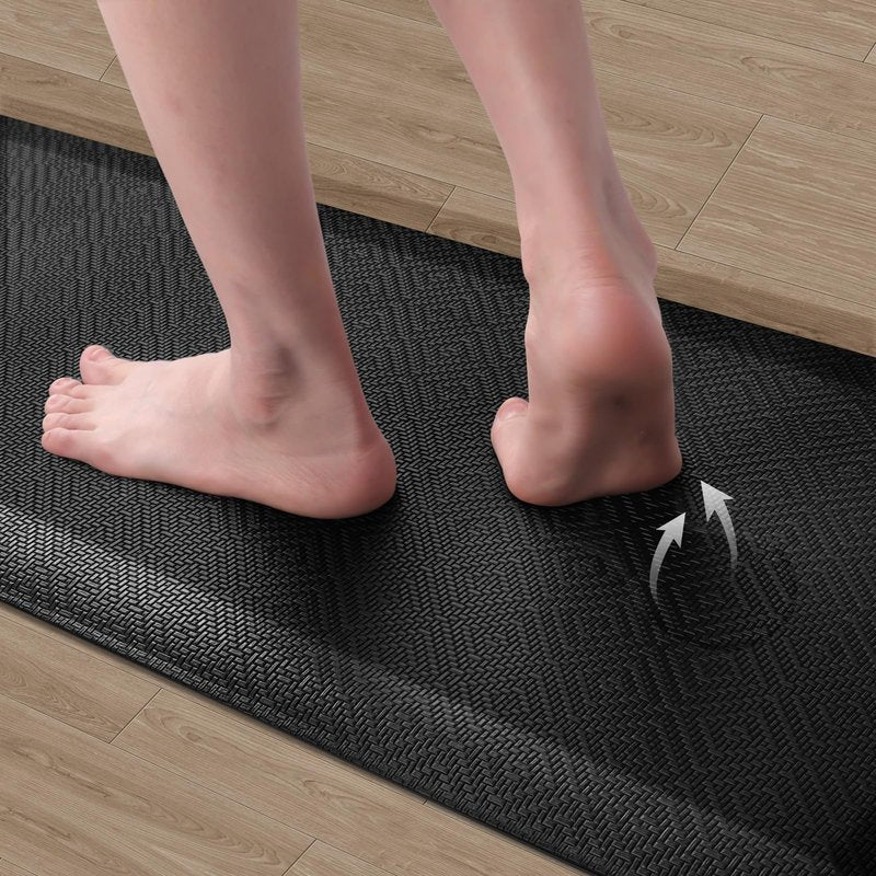 Mattitude 4/5 Inch Thick Kitchen Mat Cushioned Anti-Fatigue Floor Mat Water Resistant Non-Slip Mats and Rugs Standing and Comfort Desk Mats for House Sink Office Laundry (Black, 17.3"x39")