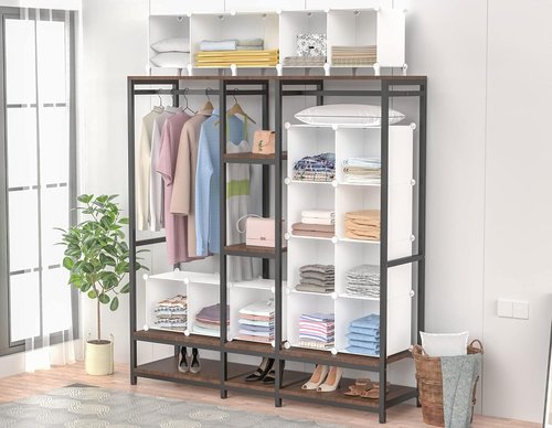 HOMIDEC Closet Organizer - 12-Cube Storage Solution for Clothes | Portable White Shelves
