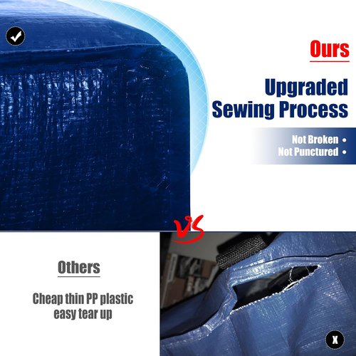 Cosy Family Extra Large Moving Bags - 8 Pack with Strong Handles & Zippers, Space-Saving Storage Totes (Blue)