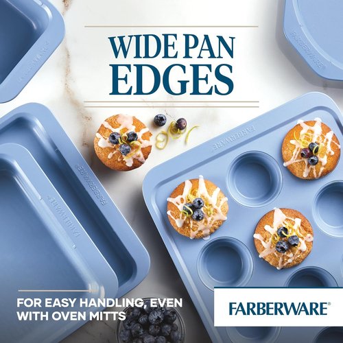 Farberware Nonstick Bakeware Rectangular Cake Pan - 9 Inch x 13 Inch with Portion Marks | Blue