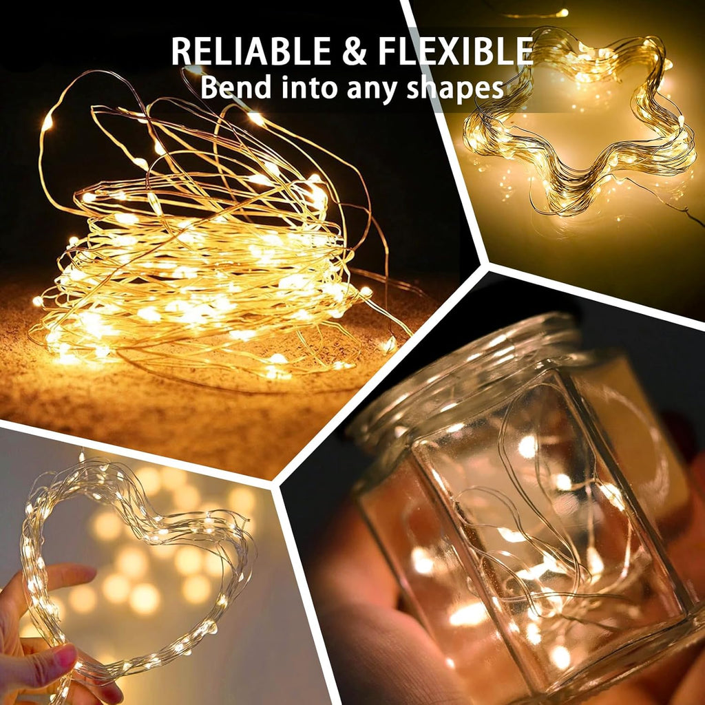 Skiennix 20 LED Fairy Lights - 7Ft Twinkle String Lights, Battery Operated & Waterproof | Yellow for Parties & Weddings