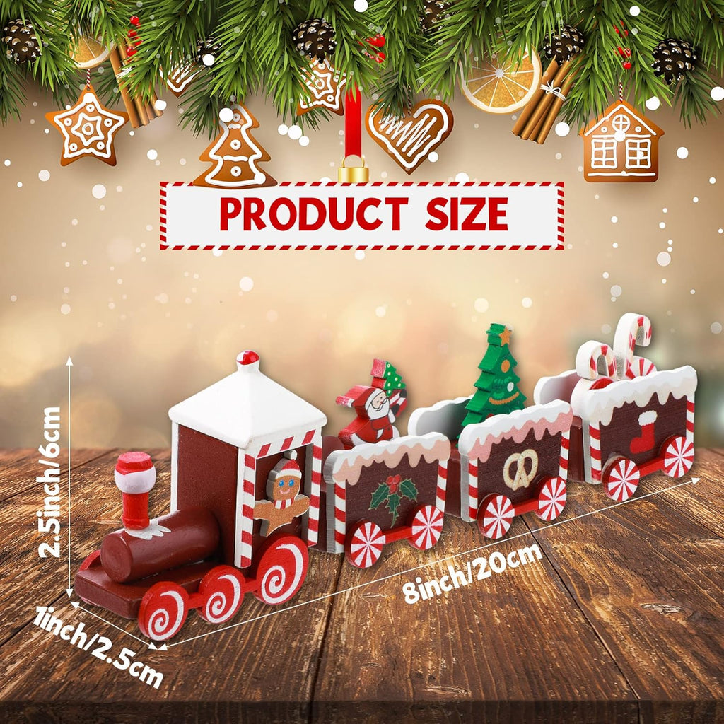 Yulejo Christmas Train | Painted Wooden Decoration for Mini Tree | Santa Claus Red Ornament