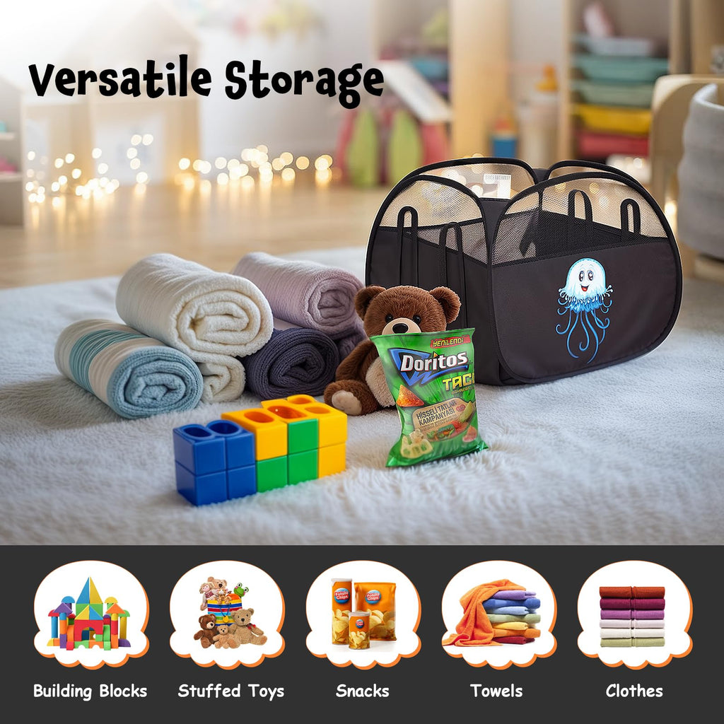 YOHOOLYO Extra Large Toy Box Collapsible Sturdy Toy Storage Organizer with Lids and 95L Collapsible Pop Up Kids Toy Box Chest with Handles