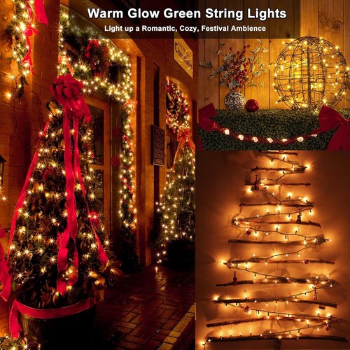 BrizLabs Clear Christmas Lights - 300 Count Warm White String Lights | 69.6ft Connectable Indoor/Outdoor Decor