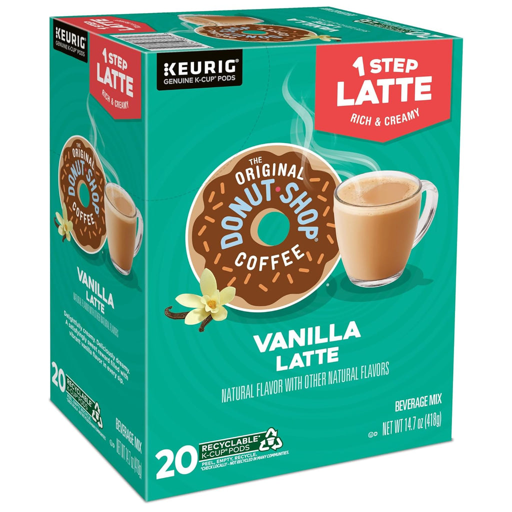 Original Donut Shop Vanilla Latte K-Cup Pods - Flavored Coffee, 20 Count for Keurig