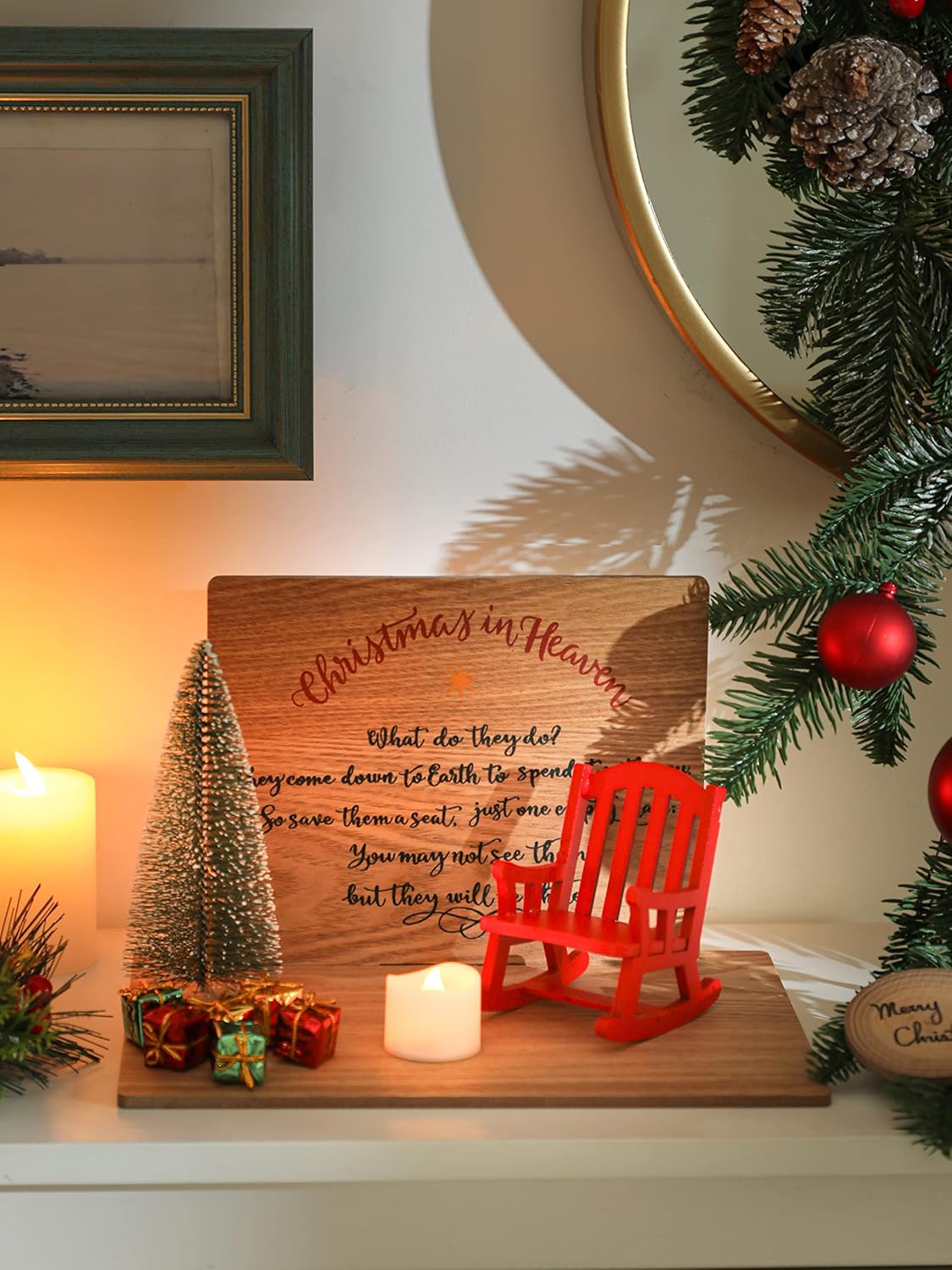 Regine Switzerland Christmas Memorial Candle Holders - Rocking Chair Ornament for Loved Ones