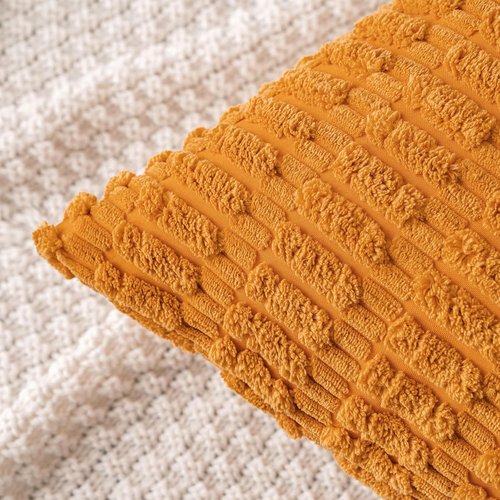 MIULEE Burnt Orange Corduroy Decorative Pillow Covers - Soft Boho Striped 18x18 Inch | Modern Farmhouse Home Decor