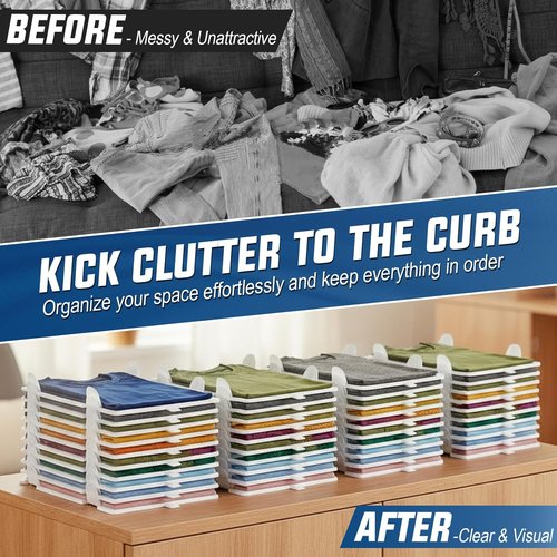 Accenter T-Shirt Organizer - Sturdy Stackable Closet Storage Bins | 20-Pack for Efficient Home Organization