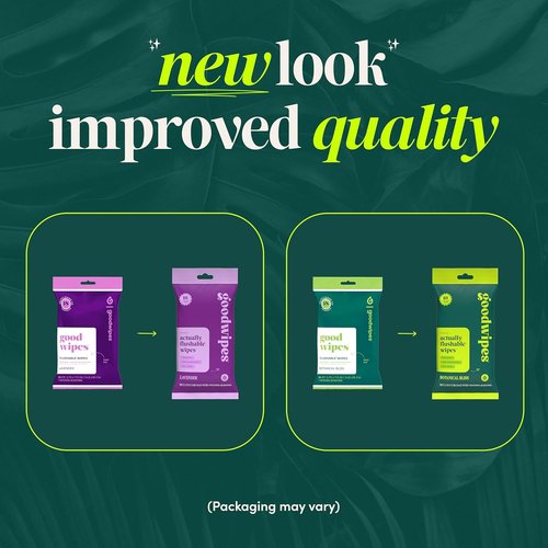 Goodwipes Flushable Wipes - Extra Large Travel Size Adult Wet Wipes - Sewer Safe Hygiene Essentials | Botanical Bliss & Lavender, 108 Count (6 Packs)