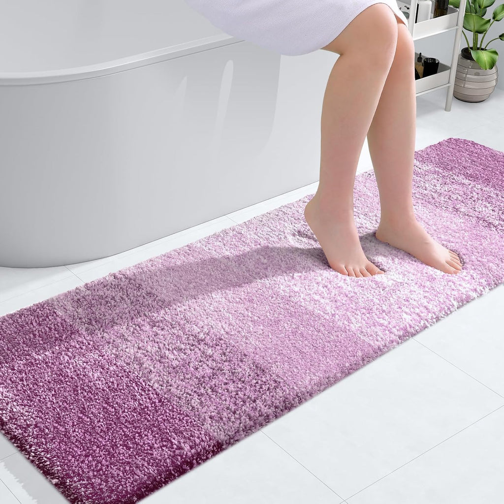 OLANLY Bathroom Runner Rug - Extra Soft Absorbent Microfiber Mat 59x20 | Quick Dry & Rubber Backing in Pinkish-Purple