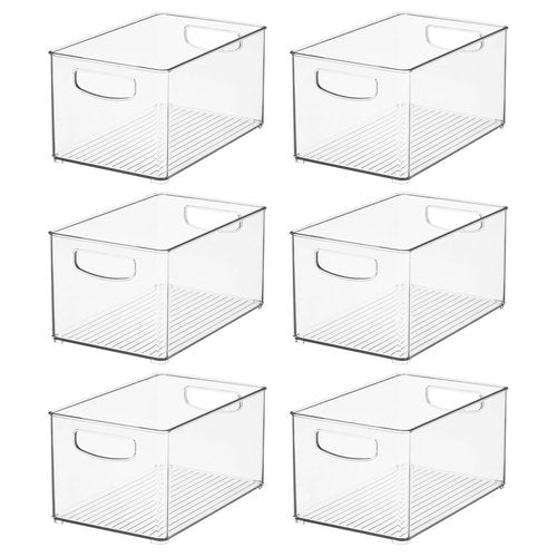 iDesign Stackable Clear Plastic Bin - Kitchen Organizers and Storage for Fridge and Pantry, 6-Pack