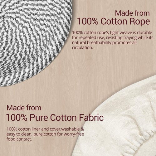 Banneton Sourdough Proofing Basket Set - Oval & Round with Liners | Cotton Rope Baking Supplies