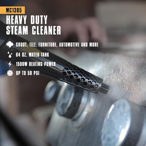 McCulloch MC1385 Deluxe Steam Cleaner - Chemical-Free, 2-Hour Runtime, 23 Accessories for Home & Car Detailing