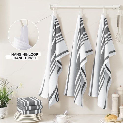 Homaxy Premium Kitchen Towels - Highly Absorbent Cotton Dish Towels, 18”x28”, 6 Pack in Black