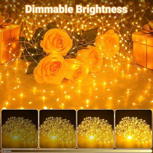 Litogo 3 Pack Fairy Lights - 33FT 100LED Battery Operated Twinkle String Lights with Timer | 8 Dimmable Modes for Indoor Decor