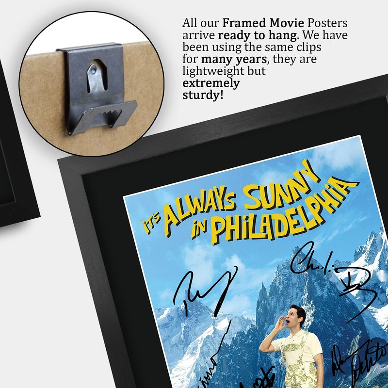 HWC Trading Its Always Sunny In Philadelphia TV Series Poster The Cast Signed 16" x 12" Framed Gift Printed Autograph Film Print Photo Picture Display - 16 x 12 Inches Framed