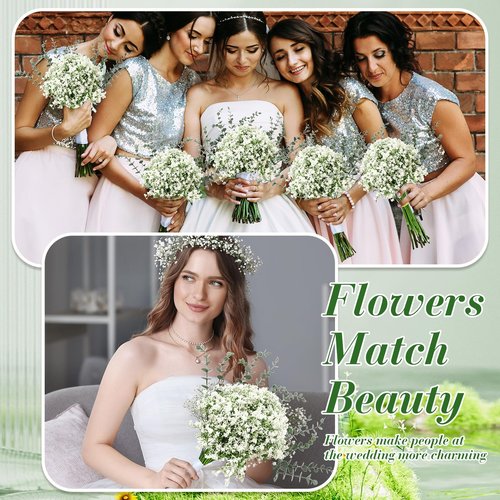 Retrowavy 250 Pcs Babys Breath Artificial Flowers Bulk Babys Breath Flowers Gypsophila Bouquets with Faux Eucalyptus Stems Leaves for Wedding Bouquet Party Filler Home Decor